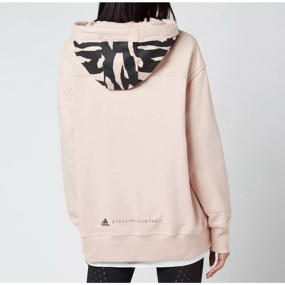 Adidas Stella Mccartney ASMC FZ Hooded Sweatshirt Zip Up Blush Black Size L - Picture 6 of 6